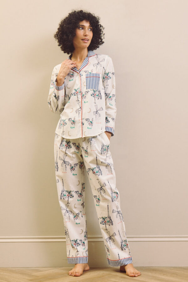 Winterwit traditionele katoenen pyjama