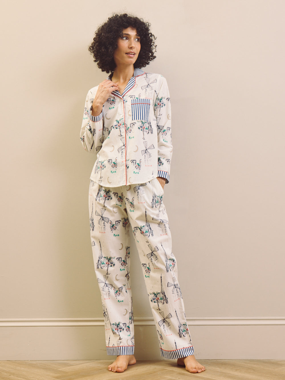 Winterwit traditionele katoenen pyjama